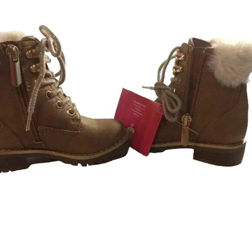 Cupcake Couture Shoes Baby Girls Size 6 M Brown Fur Lined Boots Style 701569  Ne